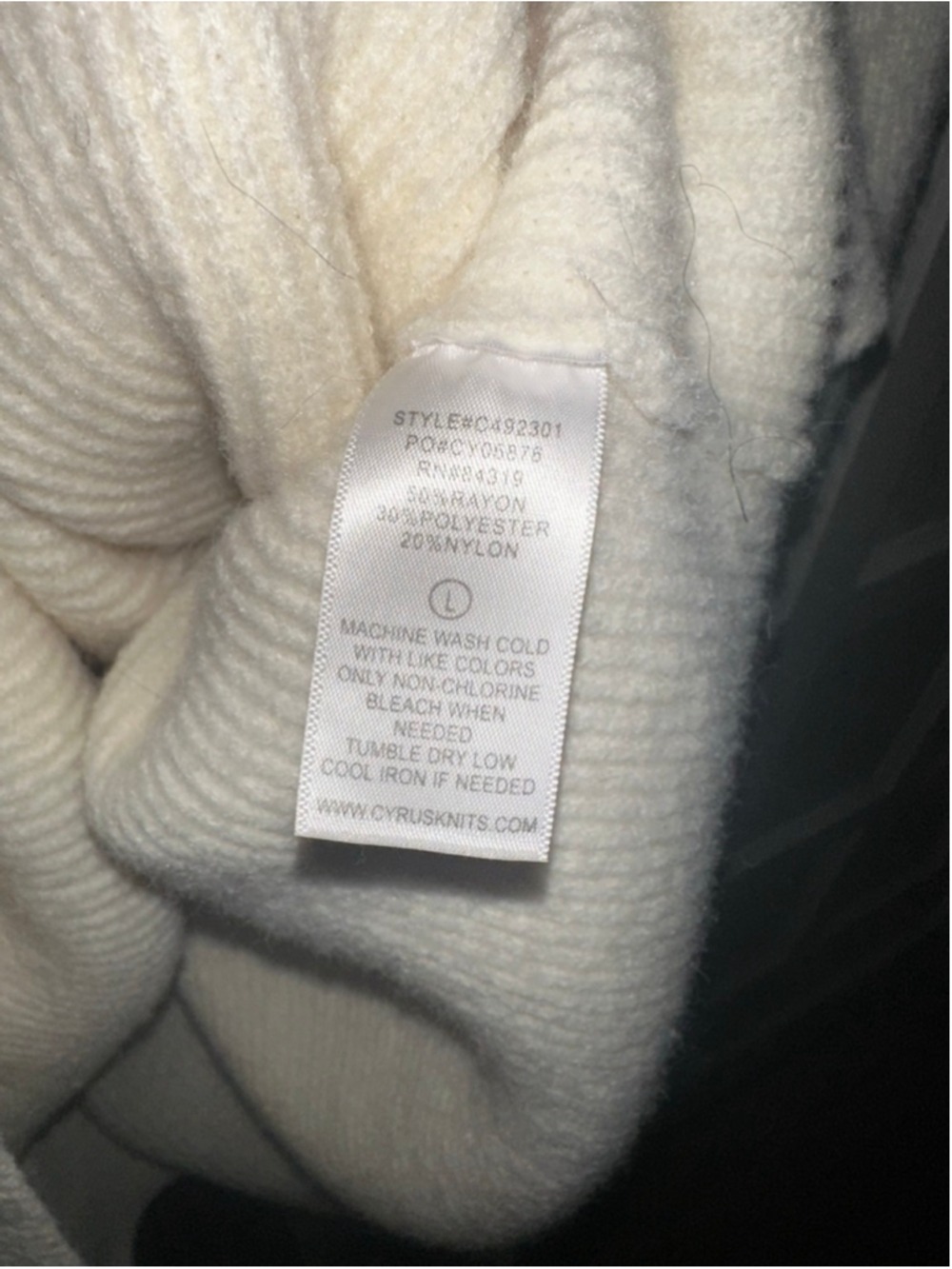 Cyrus Cream Hooded Sweater Women's Large Ribbed Knit Pullover Soft Cozy Neutral - Picture 11 of 11